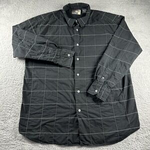 VINTAGE Mecca Shirt Mens XXL 2X Black Windowpane Plaid Hiphop 90s Y2K Streetwear